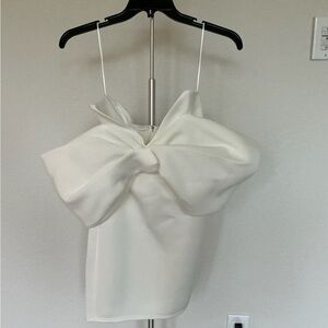 Blue Blush White Bow Off-Shoulder Dress